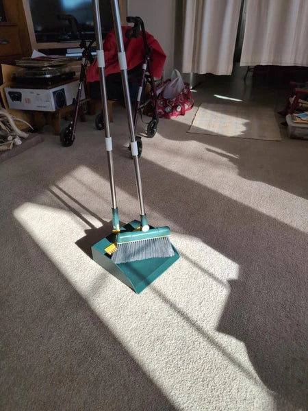 Stainless Steel Handle Broom with Dustpan Combo set for Kitchen Office Garden