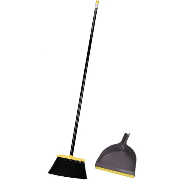 Indoor Broom Dustpan Set Sturdy Stainless Steel Handle Compact Storage Cleaning