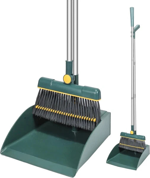 Stainless Steel Handle Broom with Dustpan Combo set for Kitchen Office Garden