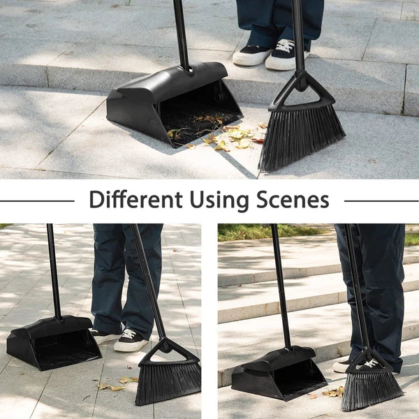 Eyliden Commercial Angle Broom and Dustpan Combo with Long Handle Lobby Dust ...