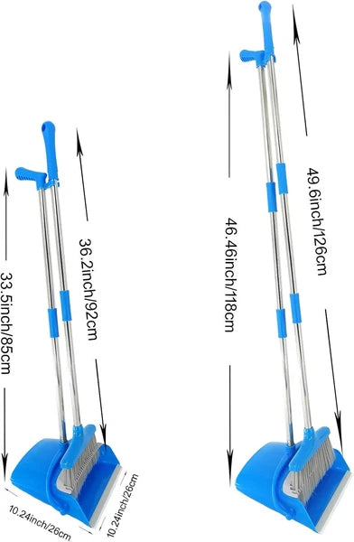 Extendable Long Handle Broom and Dustpan Set, Stainless Lightweight Green