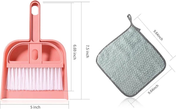 Lamoutor 3 Pack Mini Hand Broom and Dustpan Set Small Dust Pans Color Mixing