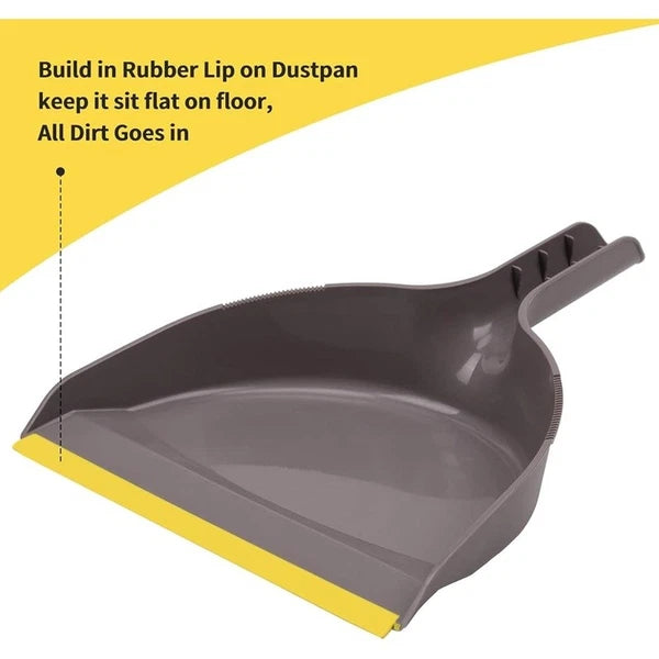 Indoor Broom Dustpan Set Sturdy Stainless Steel Handle Compact Storage Cleaning