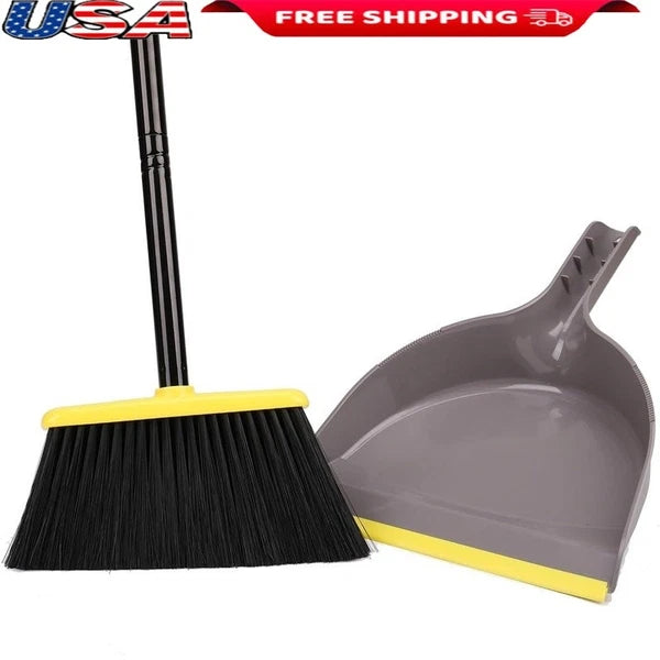 Indoor Broom Dustpan Set Sturdy Stainless Steel Handle Compact Storage Cleaning