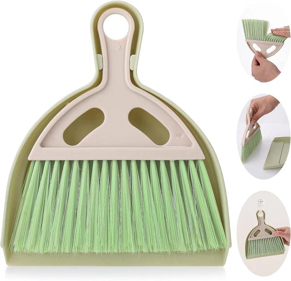 Small Broom and Dustpan Cleaning Set Mini Whisk Dustpan and Brush with Handle