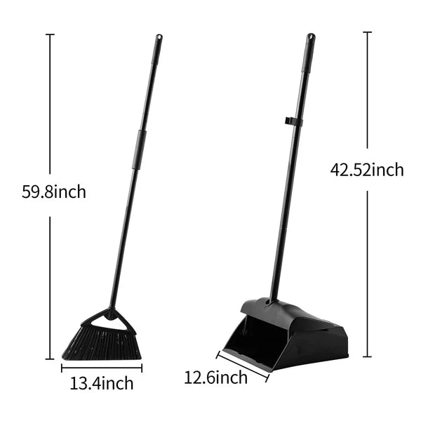 Eyliden Commercial Angle Broom and Dustpan Combo with Long Handle Lobby Dust ...
