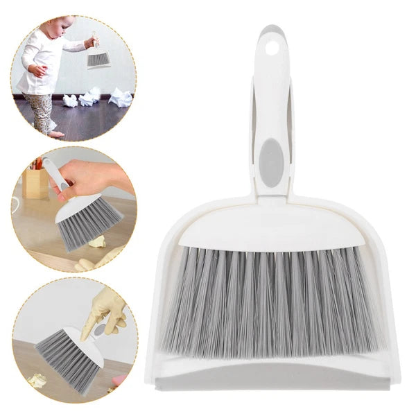 1 Set Small Broom Dustpan Kit Desktop Whisk Broom Brush And Waste Bin Tabletop